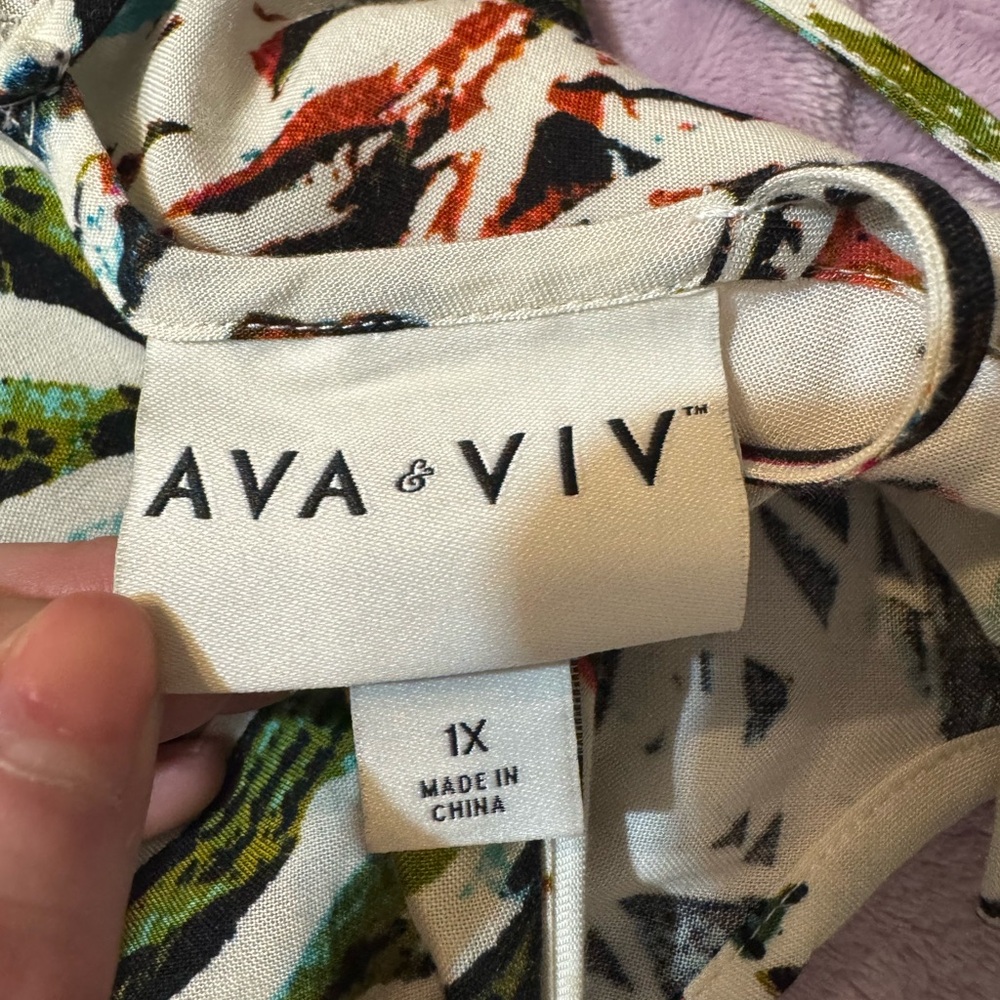 NWOT Ava & Viv Multicolor Patterned Racerback Tank Top - Picture 3 of 4